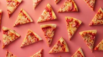 Dynamic layout of rotating pizza slices in a dynamic pattern photo