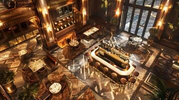 Bird's-eye view offering a panoramic look at interior decor aesthetics photo