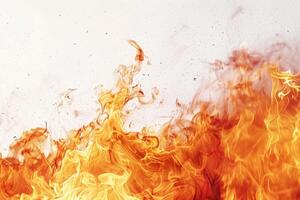 A large orange flame with smoke and ash. Scene is intense and dramatic, as the flame is very large photo