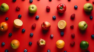 Dynamic layout of rotating fruits forming a dynamic pattern photo