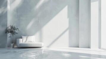Spacious interior decor highlighting minimalist style and sophistication, ready for your text photo