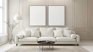 Elegant home decor with clean lines and empty areas ready for your message photo