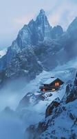 Remote mountain refuges providing shelter to adventurers photo