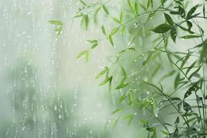 Light rain against a transparent white canvas, evoking calming scenes photo