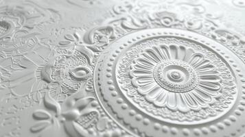 Chic mandala motifs infusing style and grace into a clean white surface photo