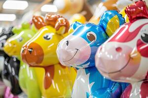 Group of balloons in the shape of farm animals, ideal for barnyard-themed birthday parties photo