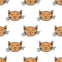 Seamless pattern with cat muzzle doodle for decorative print, wrapping paper, greeting cards, wallpaper and fabric vector