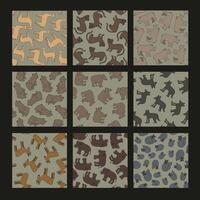 Illustration of a set of patterns with animals. vector