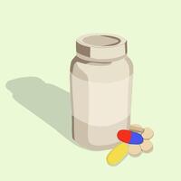 Illustration of container with pills. vector