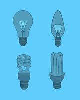 Illustration of a set of light bulbs of different types. Energy saving. Energy-saving lamps. An alternative to replacing light bulbs. vector