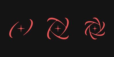 Y2K style set of galaxy shapes. vector
