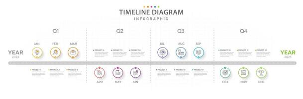 Infographic template for business. 12 Months modern Timeline diagram calendar, presentation infographic. vector