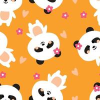 Seamless pattern with cute cartoon pandas for fabric prints, textiles, gift wrapping paper. children's colorful , flat style vector