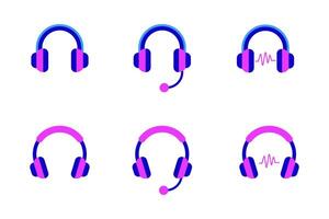 Set of headphone icons with colorful designs on a white background vector