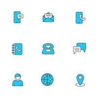 Set of contact icons with blue color on a white background vector