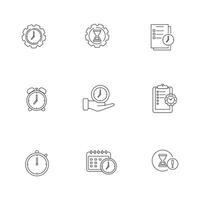 Set of time management icons with outline style on white background vector