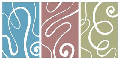 Set of stylish templates with organic abstract shapes and lines in nude colors. Pastel background in minimalist style. Contemporary art vector