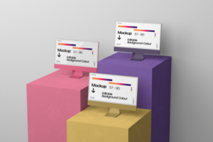 Colorful Customizable Computer Mockup Template with Editable Background psd