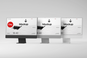Desktop Computer Mockup with Realistic Monitor and Minimal Background psd