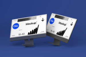 Floating Desktop Monitor Mockup Template for Professional Branding psd