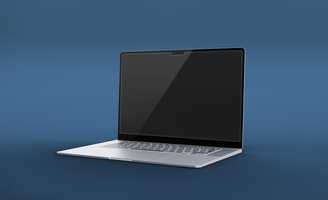 Realistic laptop pro with front view mockup design isolated psd