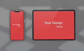 Realistic laptop and phone with front and side view mockup design psd