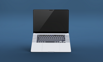 Realistic laptop pro with front view mockup design isolated psd