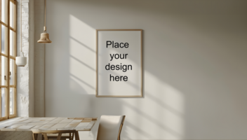 Empty frame in modern living room. Generative by AI psd