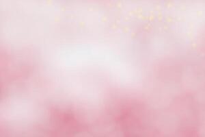 Blurred Spring Summer Nature Background with light Bokeh. Abstract blur pink and glamour soft pastel colors. Defocused effect. Art clean pink Illustration with golden glitter. Free Space for design photo