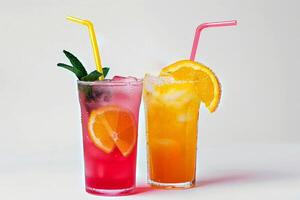 Fresh fruits juice on isolated background, Healthy summer beverage rich in vitamins. Created photo