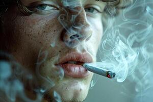 man smoking a cigarette lung cancer awareness, photo