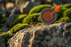 dart board and arrow in middle. Business and success concept. Achievement and target theme. photo