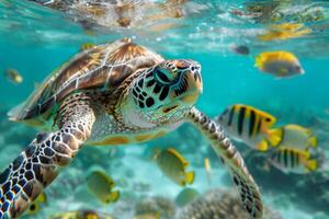 sea turtle under water. photo