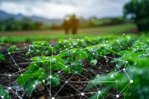 Smart Farm Concept, Agricultural Automation Control, Using Data to Analyze Plant Quality. photo