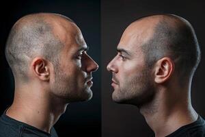 Before and After Comparison of Hair Treatment Effectiveness. photo