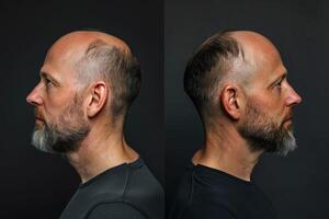 Before and After Comparison of Hair Treatment Effectiveness. photo