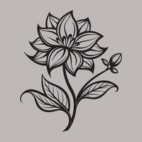 Flower Silhouette. Flower Line Art Design. Flowers icon set. Flowers isolated on transparent background. Flowers in modern simple. Cute round flower plant nature collection. illustrator. vector