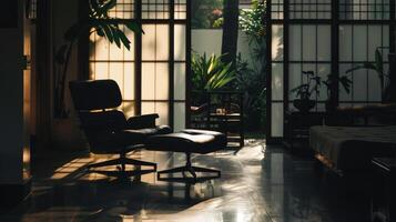 Silhouette of carefully arranged furnishings creating a sense of tranquility photo