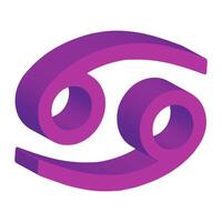 3d zodiac Cancer on isolated background. illustration. violet color vector