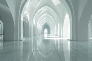 Symmetrical geometry providing visual harmony against the transparency of white photo