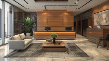 Clean and modern furnishings offering blank space for your promotional materials photo