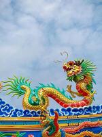 Dragon statue, dragon symbol, dragon Chinese, is a beautiful Thai and Chinese architecture of shrine, temple. A symbol of good luck and prosperity during the Chinese New Year celebrations. photo