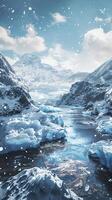 Glittering glaciers carving their way through landscapes photo