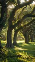 Tranquil groves of ancient oaks photo