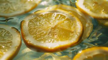 Bohemian layout pattern of floating lemon slices in a boho-chic arrangement photo