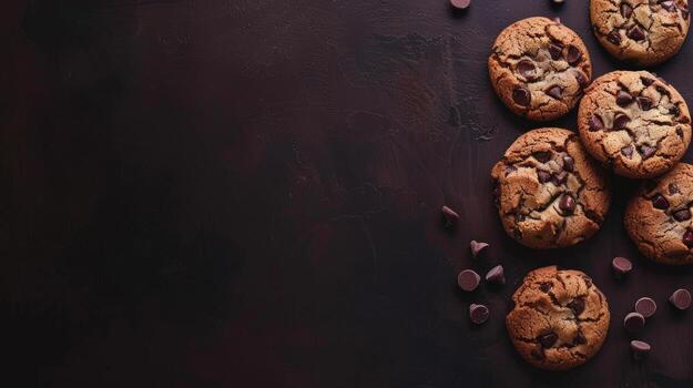 Freshly baked cookies rotating with space for text overlay photo