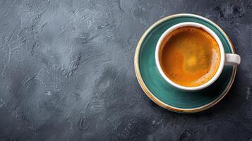 Copy space above a cup of coffee photo