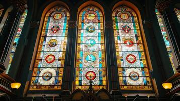 Layout of church windows in a symmetrical design photo