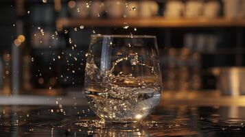 Basic yet elegant shot of a spinning glass of water photo