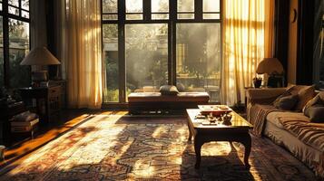 Silhouette of carefully arranged furnishings creating a sense of tranquility photo